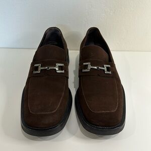 Gucci brown suede horse bit loafers